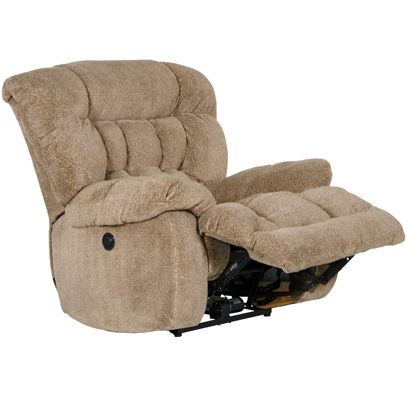 Johnson Power Lay Flat Recliner in Chateau Brown Polyester Fabric