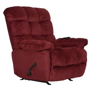 Batts Chaise Rocker Recliner with Deluxe Heat & Massage in Red Polyester Fabric