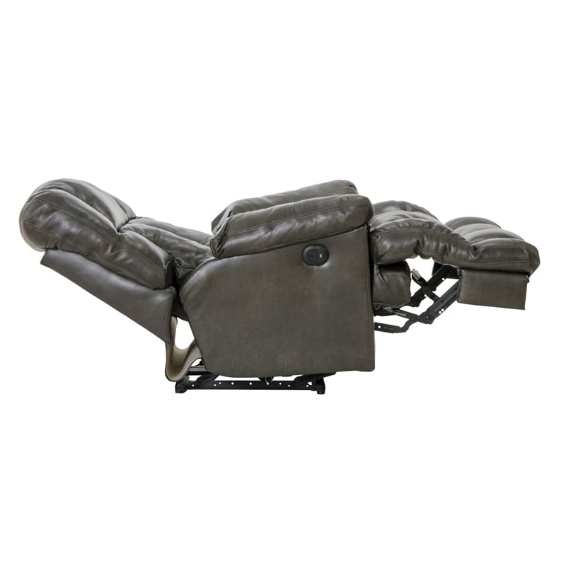 boyd power lay flat chaise recliner in gray top grain italian leather