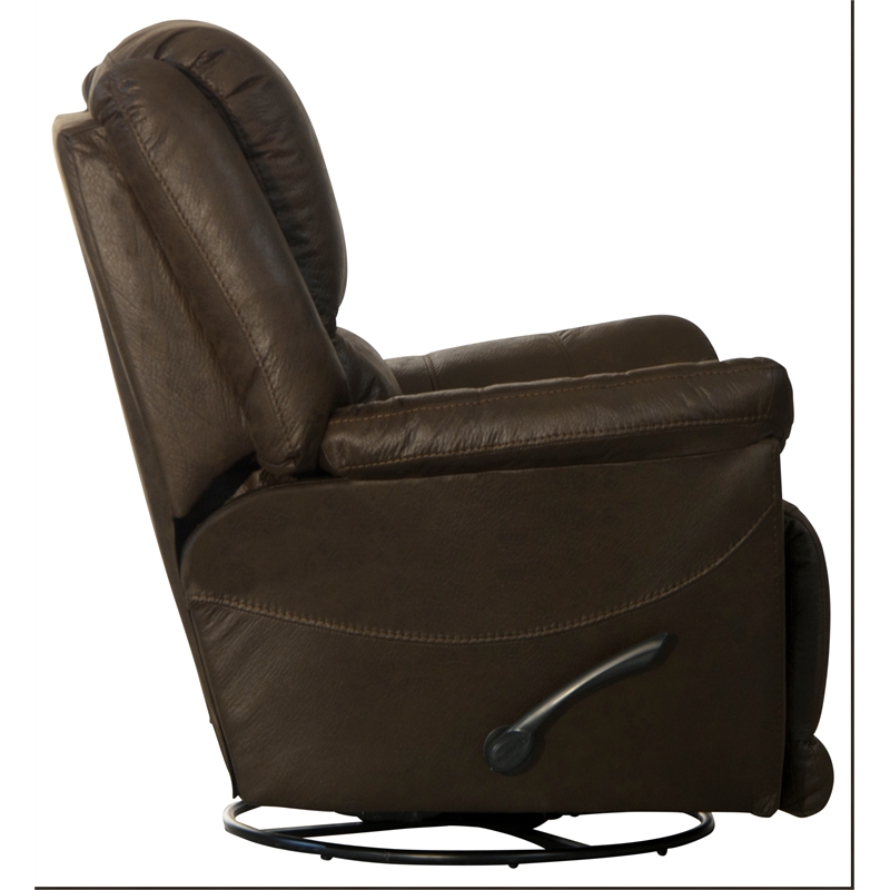 Justin Chaise Swivel Glider Recliner in Brown Polyester Fabric
