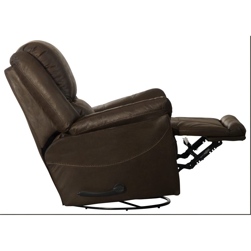 Justin Chaise Swivel Glider Recliner in Brown Polyester Fabric