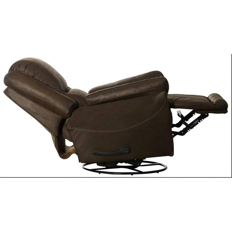 Justin Chaise Swivel Glider Recliner in Brown Polyester Fabric