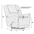 Justin Chaise Swivel Glider Recliner in Brown Polyester Fabric