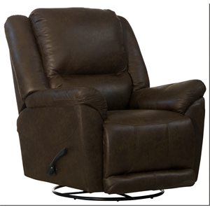 Justin Chaise Swivel Glider Recliner in Brown Polyester Fabric