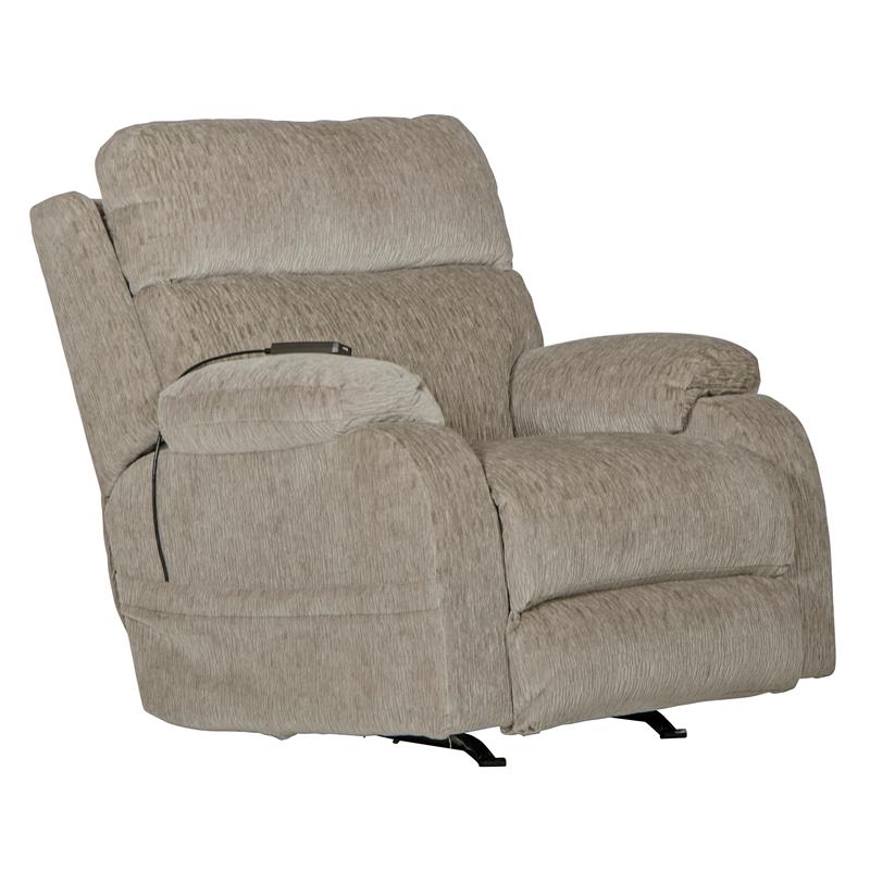 Vale Power Rocker Recliner with Heat and Massage in Beige Polyester Fabric
