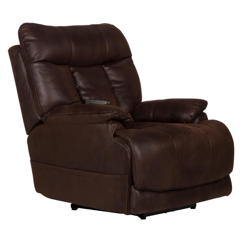 Osborne Power Lay Flat Recliner with Heat & Massage in Brown Polyester Fabric