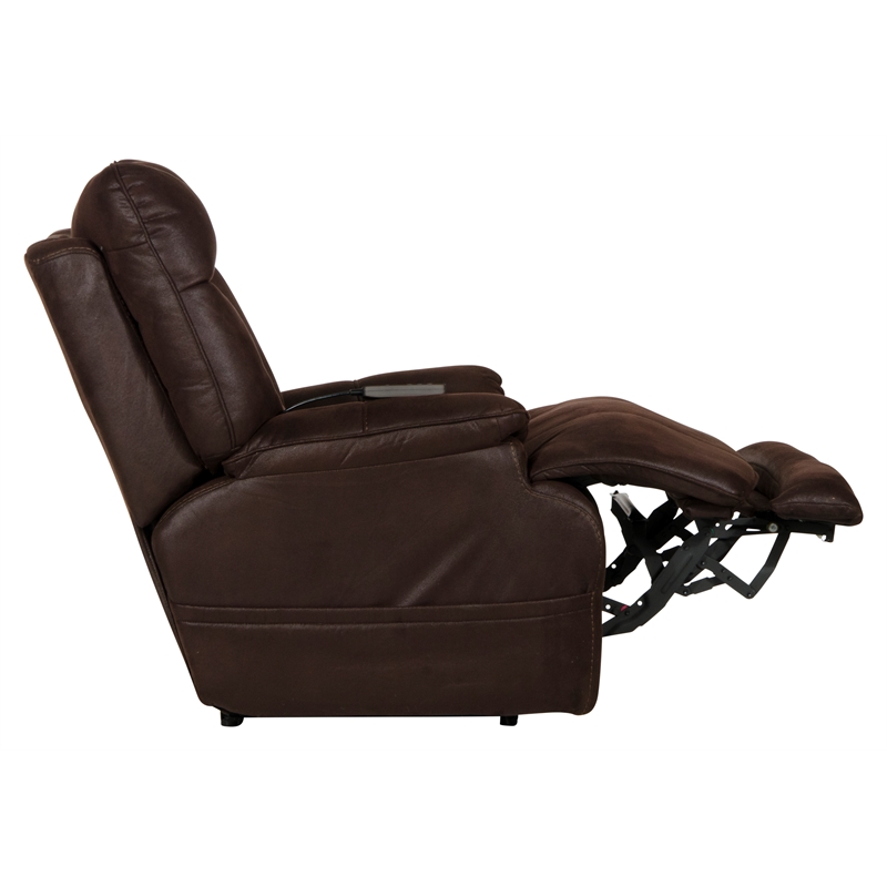 Osborne Power Lay Flat Recliner with Heat & Massage in Brown Polyester Fabric