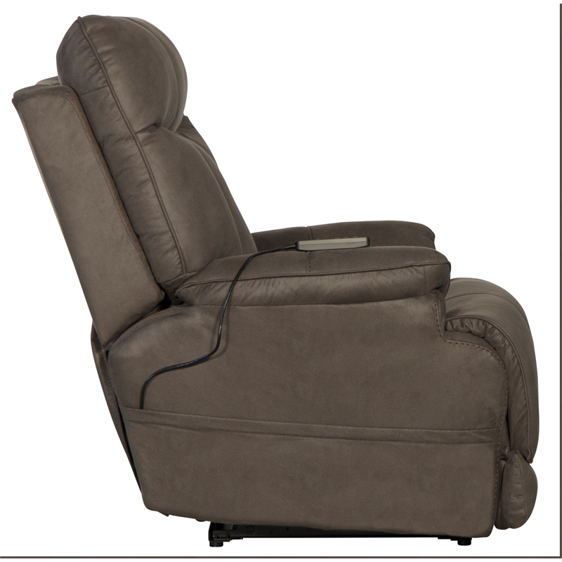 Osborne Power Lay Flat Rec with Heat & Massage in Gray Polyester Fabric
