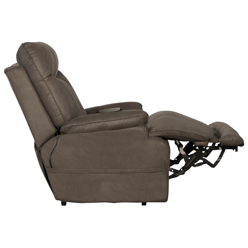 Osborne Power Lay Flat Rec with Heat & Massage in Gray Polyester Fabric