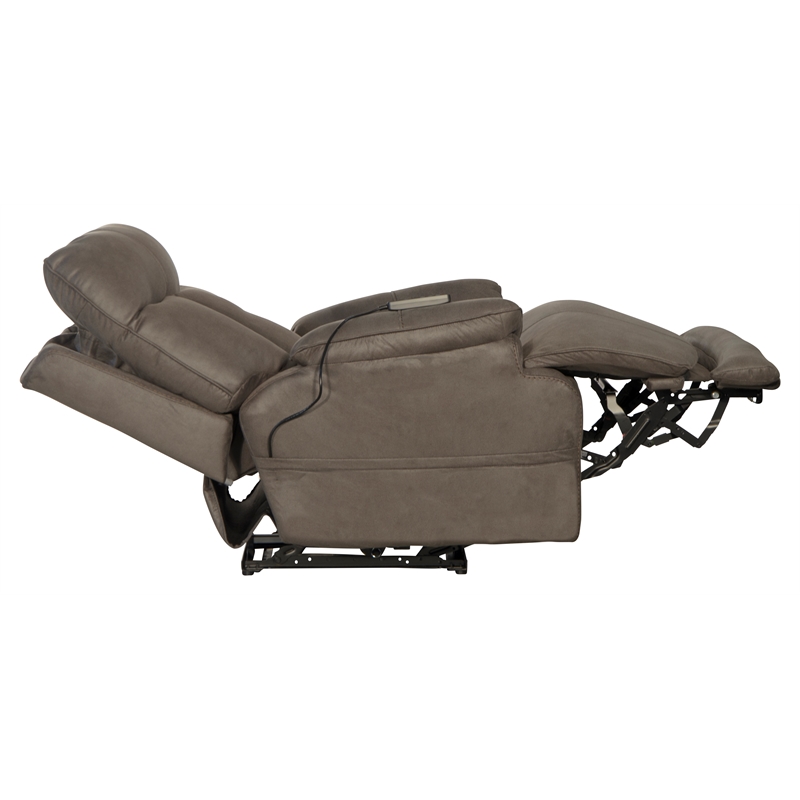 Osborne Power Lay Flat Rec with Heat & Massage in Gray Polyester Fabric