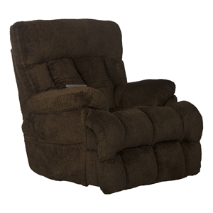 Webster Power Recliner with Adjustable Headrest & Lumbar in Soft Brown Fabric