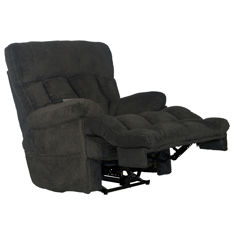 Webster Power Recliner with Adjustable Headrest & Lumbar in Soft Gray Fabric