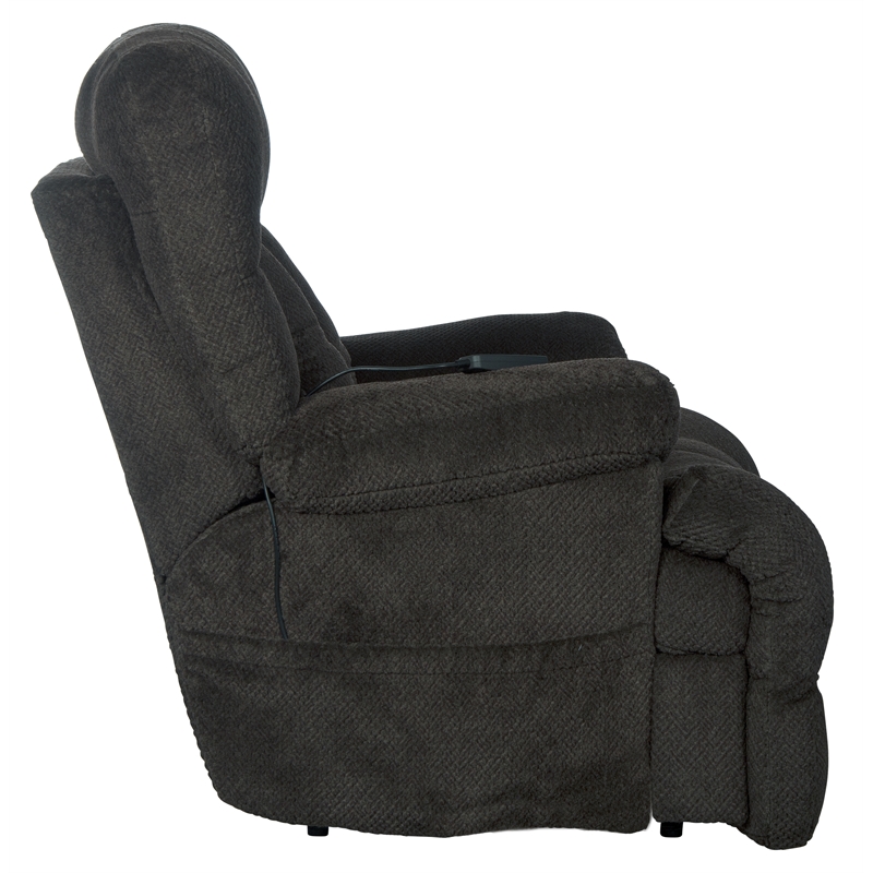 Webster Power Recliner with Adjustable Headrest & Lumbar in Soft Gray Fabric