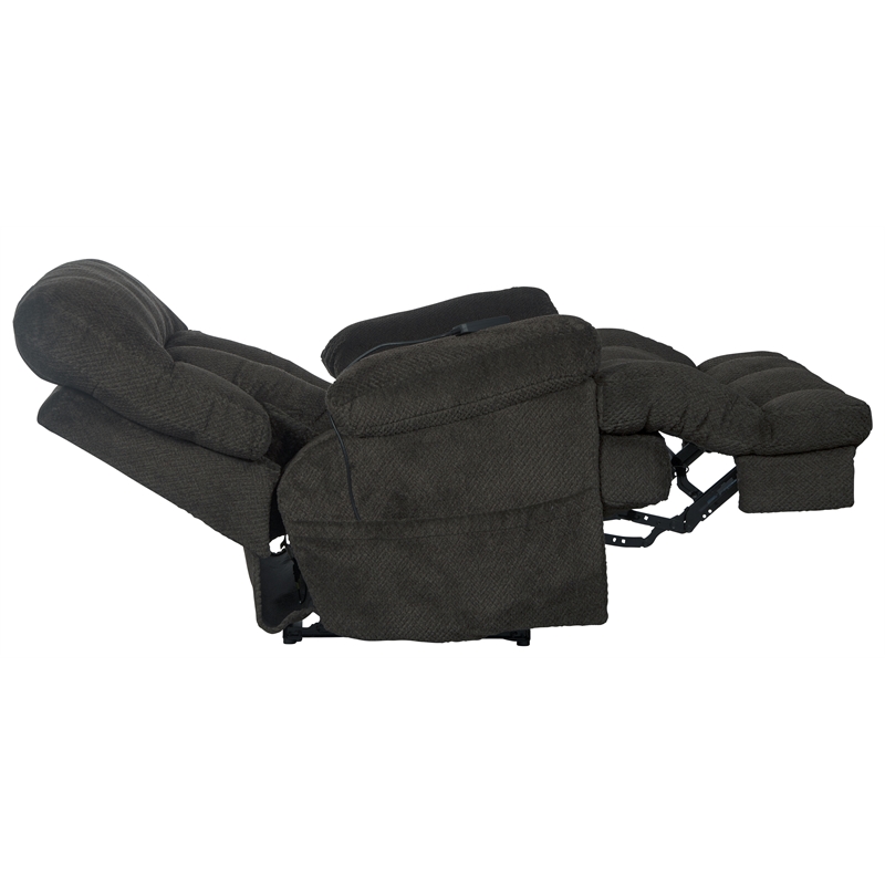 Webster Power Recliner with Adjustable Headrest & Lumbar in Soft Gray Fabric