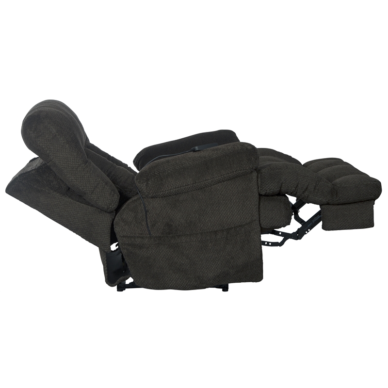 Webster Power Recliner with Adjustable Headrest & Lumbar in Soft Gray Fabric