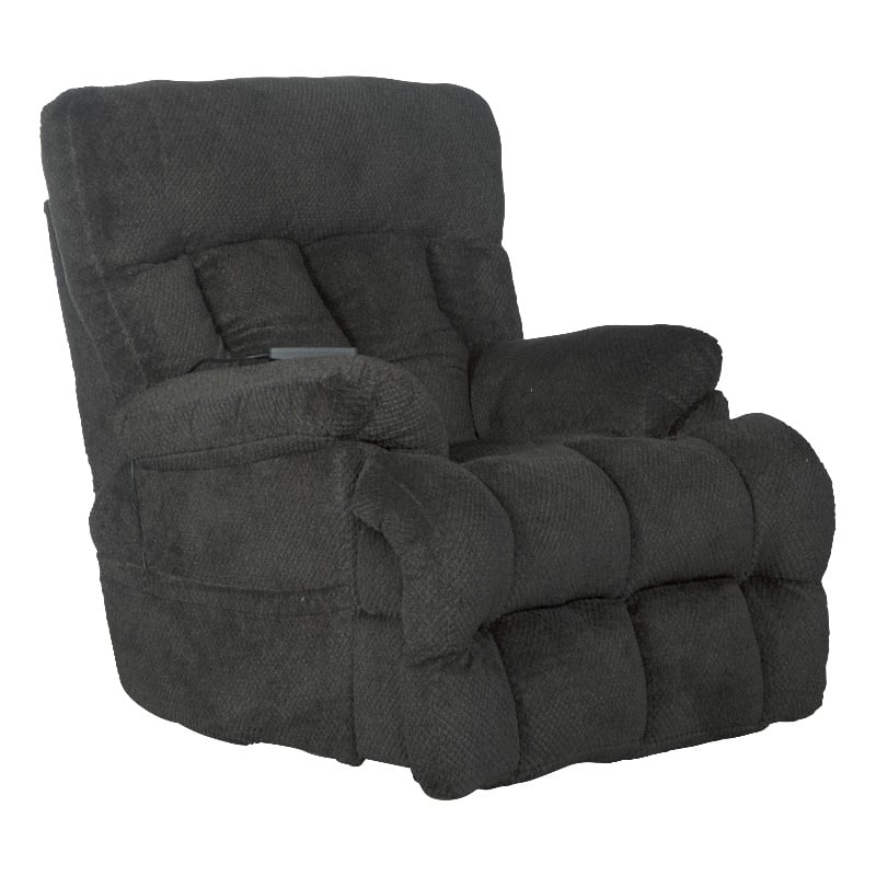 Webster Power Recliner with Adjustable Headrest & Lumbar in Soft Gray Fabric