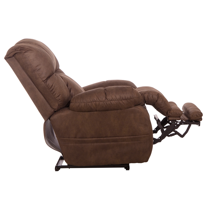 Catnapper Dixon Oversized Power Lay Flat Recliner in Brown Fabric