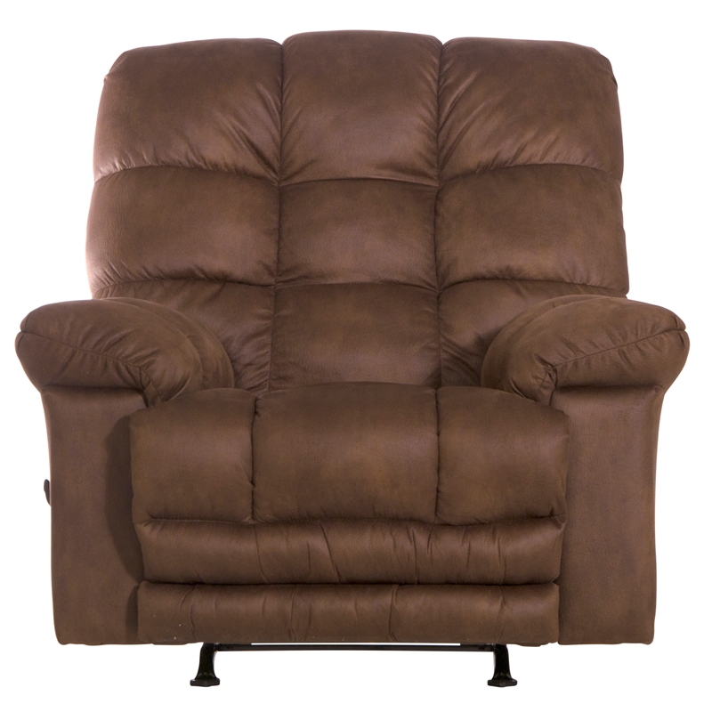 Catnapper Cochran Oversized Extension Footrest Rocker Recliner in Brown Fabric