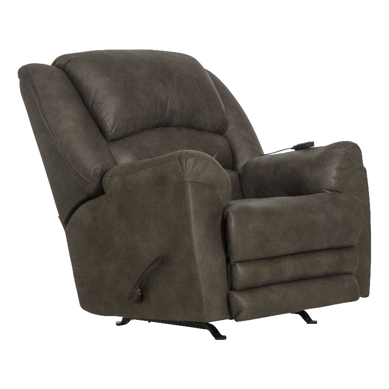 Catnapper Jimmy Rocker Recliner with Heat and Massage in Gray Polyester Fabric