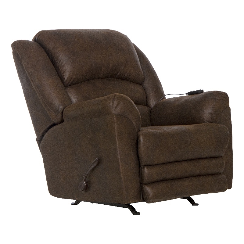 Catnapper Jimmy Rocker Recliner with Heat and Massage in Walnut Polyester Fabric