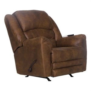 Catnapper Jimmy Rocker Recliner with Heat and Massage in Auburn Polyester Fabric