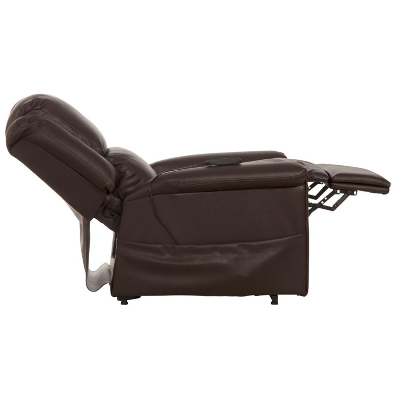Catnapper Hewitt Power Lift Lay-Flat Recliner with Brown Disinfectable PU Fabric