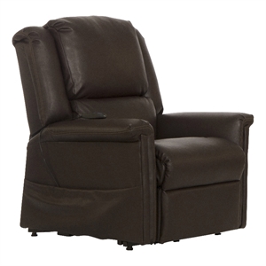 Catnapper Hewitt Power Lift Lay-Flat Recliner with Brown Disinfectable PU Fabric