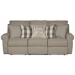 Catnapper Eastland Lay Flat Reclining Sofa in Gray Fabric with Accent Pillows