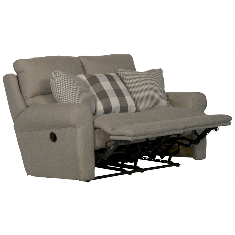 Catnapper Eastland Lay Flat Reclining Loveseat in Gray Polyester Fabric