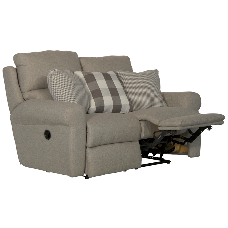 Catnapper Eastland Lay Flat Reclining Loveseat in Gray Polyester Fabric
