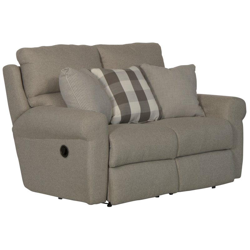 Catnapper Eastland Lay Flat Reclining Loveseat in Gray Polyester Fabric