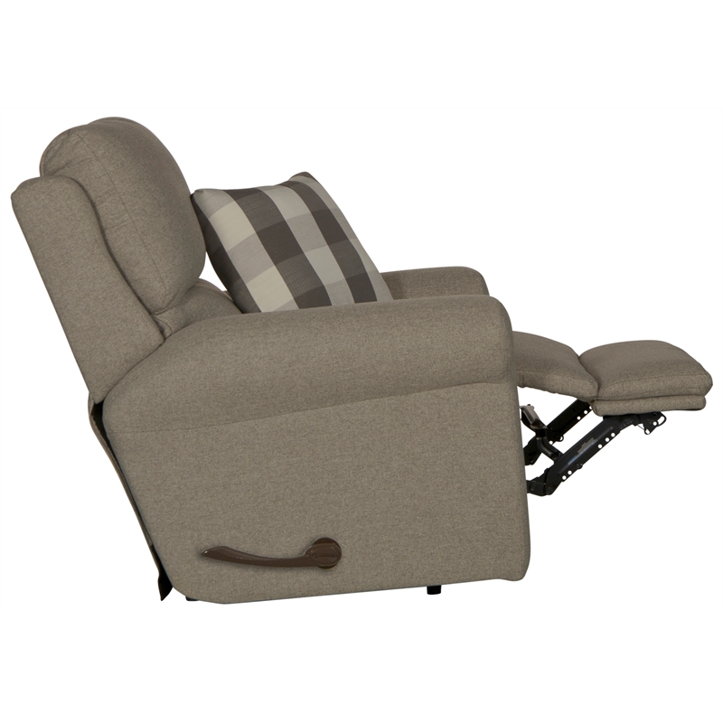 Catnapper Eastland Glider Recliner in Gray Polyester Fabric with Accent Pillow