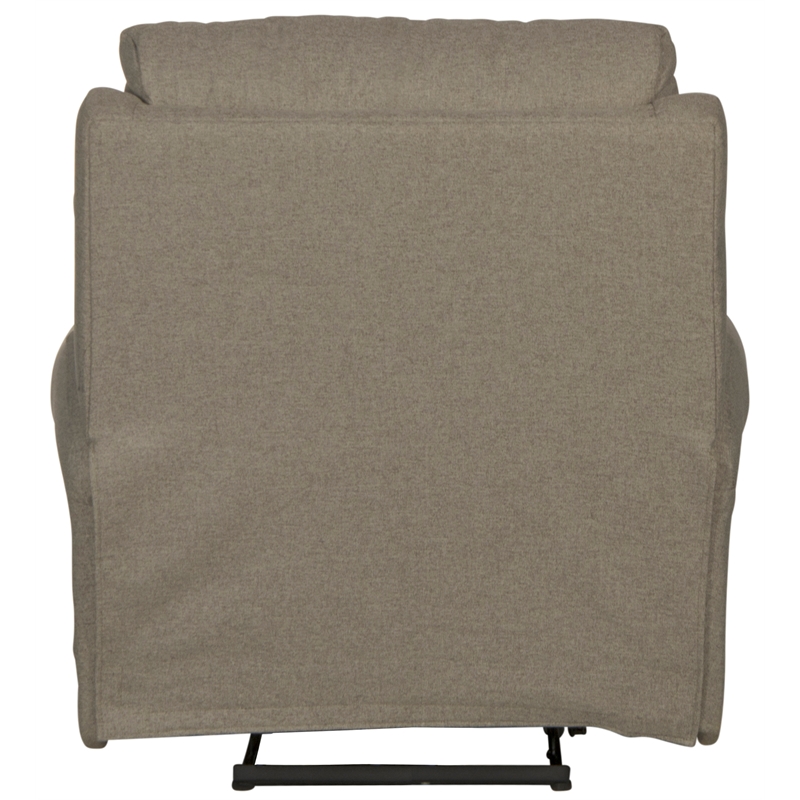 Catnapper Eastland Glider Recliner in Gray Polyester Fabric with Accent Pillow