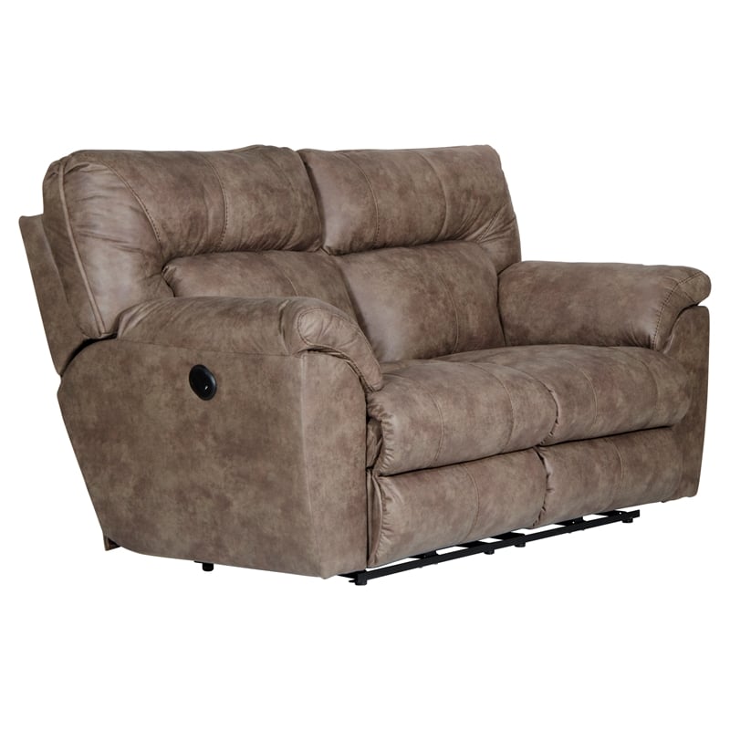 Catnapper Thompson Power Reclining Loveseat in Brown Polyester Fabric
