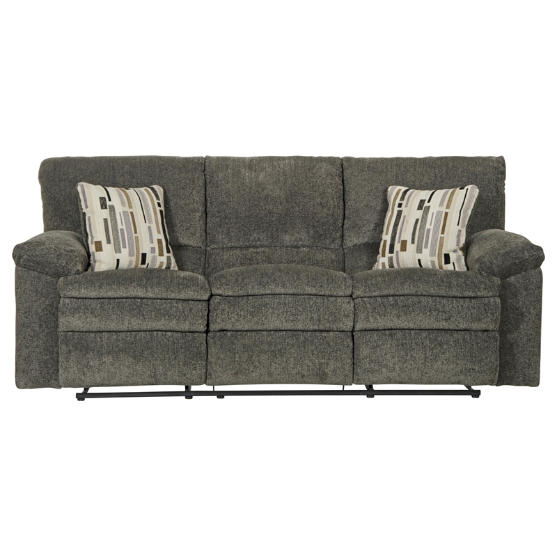 Catnapper Maxim Dual Reclining Sofa in Soft Charcoal Gray Polyester Fabric
