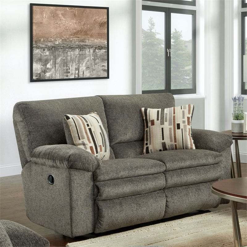 Catnapper Maxim Dual Reclining Loveseat in Soft Charcoal Gray Polyester Fabric