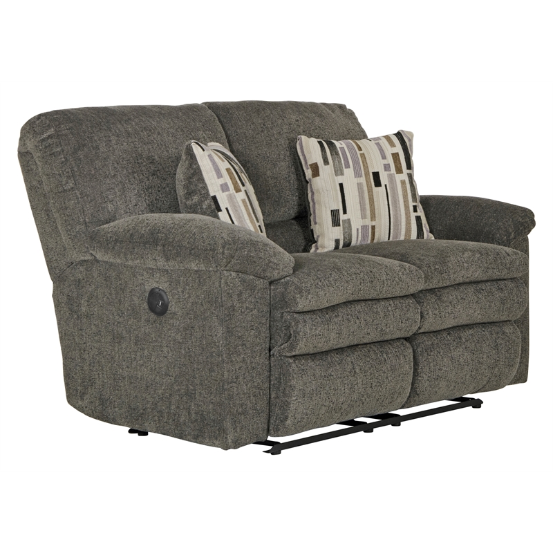 Catnapper Maxim Power Reclining Loveseat in Soft Charcoal Gray Polyester Fabric