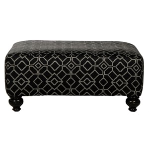 Catnapper Cora 42 Inch Square Cocktail Ottoman in Black Patterned Fabric
