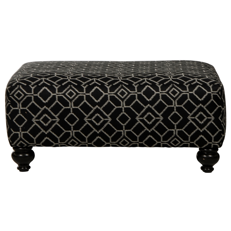 Catnapper Cora 42 Inch Square Cocktail Ottoman in Black Patterned Fabric