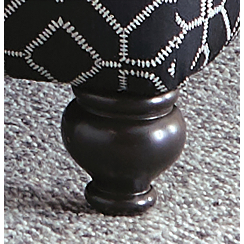 Catnapper Cora 42 Inch Square Cocktail Ottoman in Black Patterned Fabric