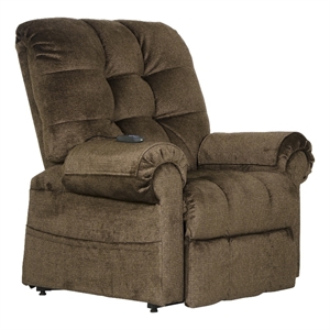 Catnapper Abena Power Lift Assist Lay Flat Recliner in Brown Polyester Fabric