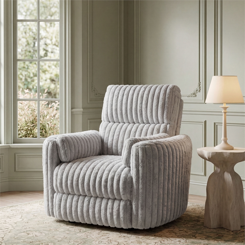 Daydream Power Rocker Recliner with USB Charging & Faux Fur in Gloucester Gray