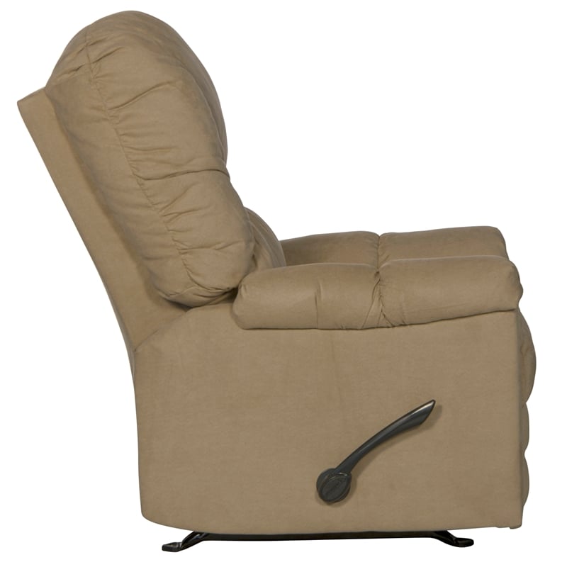Catnapper Winner Rocker Recliner in Linen Beige Polyester Microfiber Fabric
