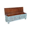 Taran Designs Bailey Carved Solid Wood Storage Ottoman in Blue