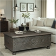 Monte Floral Carved Solid Wood Storage Coffee Table in Black