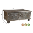 Monte Floral Carved Solid Wood Storage Coffee Table in Black