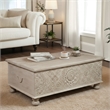 Monte Floral Carved Solid Wood Lift-Top Coffee Table in Weathered White