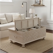 Monte Floral Carved Solid Wood Lift-Top Coffee Table in Weathered White