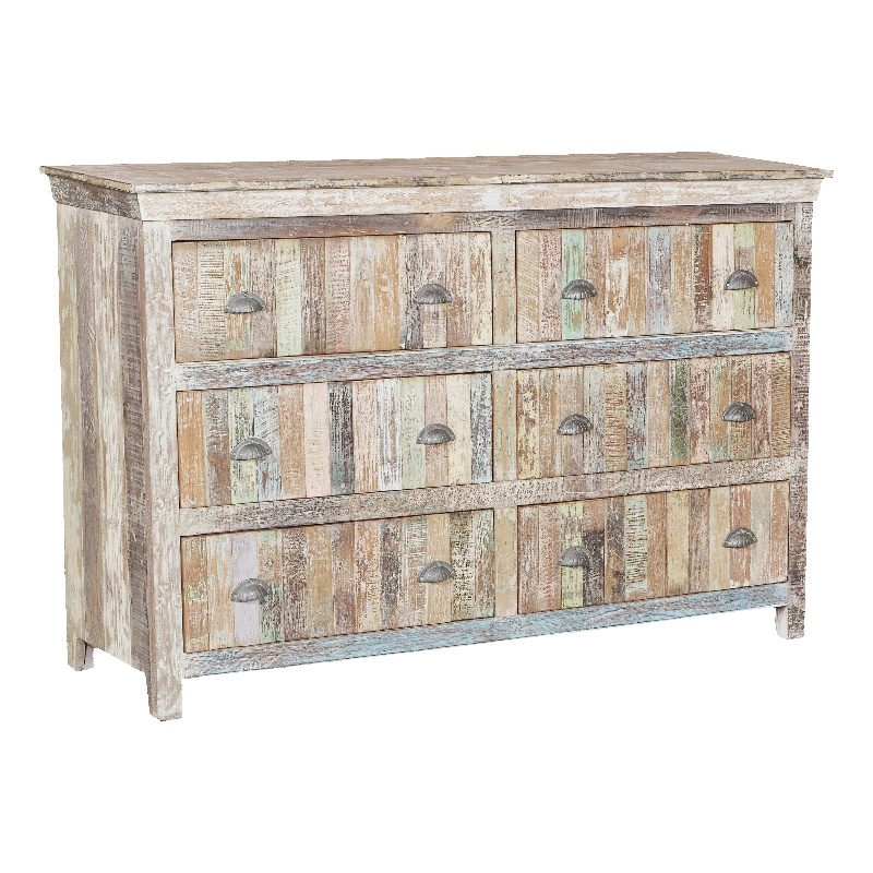 Taran Designs Hayden 6-drawer Solid Wood Dresser in White Multicolor