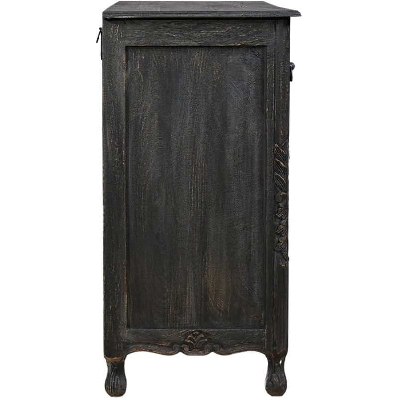 Taran Designs Monte 7-drawer Floral Carved Solid Wood Dresser in Black